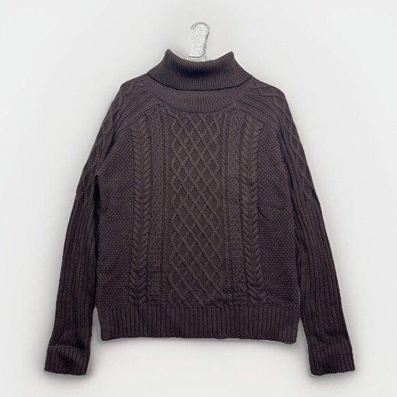 Guilty Cable 3D Knit Sweater Women’s Sz M Dark Brown Cozy Chunky Pullover Casual - Picture 1 of 14